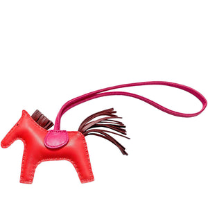 Hermes Rose Jaipur Rodeo Leather Charm PM Small Gorgeous Rare Color