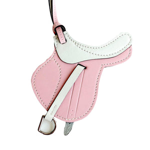 Hermes Rose Sakura White Pink Blanc Bi-Color Saddle Paddock Flot Bag Charm