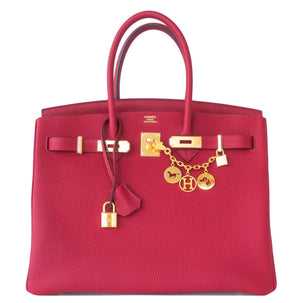 Hermes Rouge Grenat Red Togo 35cm Birkin Bag Gold Hardware GHW Exquisite