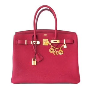 Hermes Rouge Grenat Red Togo 35cm Birkin Bag Gold Hardware GHW Exquisite