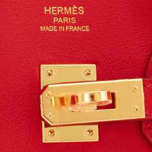 Hermes Vermillion 25cm Swift Birkin Gold Hardware