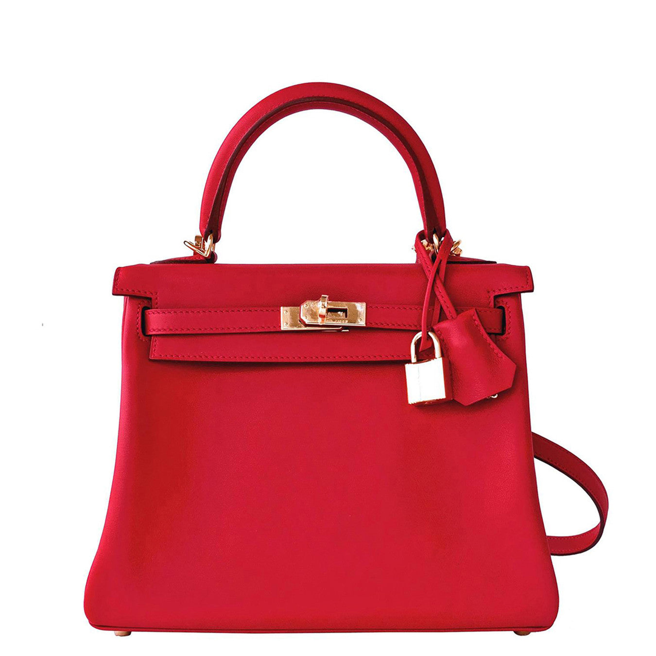 Hermes Vermillion Lipstick Red 25cm Swift Leather Kelly Gold