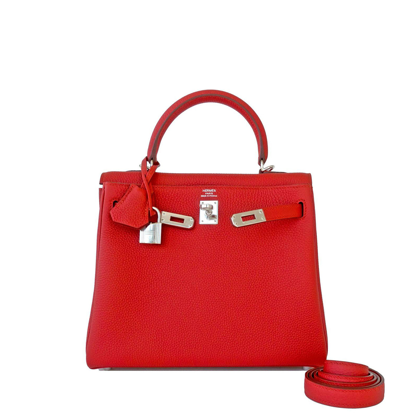 Hermes Birkin 25 In Red: Lizard Handbag